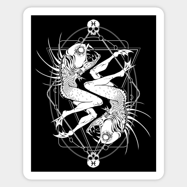 ZODIAC: PISCES - the creepy half-fish Sticker by Von Kowen